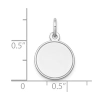 14k White Gold Plain .018 Gauge Round Engravable Disc Charm