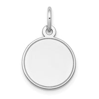 14k White Gold Plain .018 Gauge Round Engravable Disc Charm