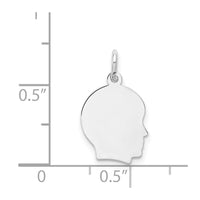14k White Plain Small.027 Depth Facing Right Engravable Boy Charm