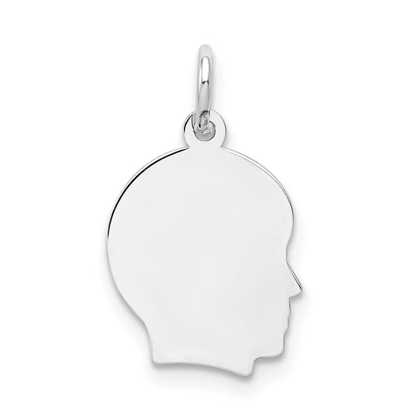 14k White Plain Small.027 Depth Facing Right Engravable Boy Charm