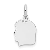 14k White Plain Small.027 Depth Facing Right Engravable Girl Charm