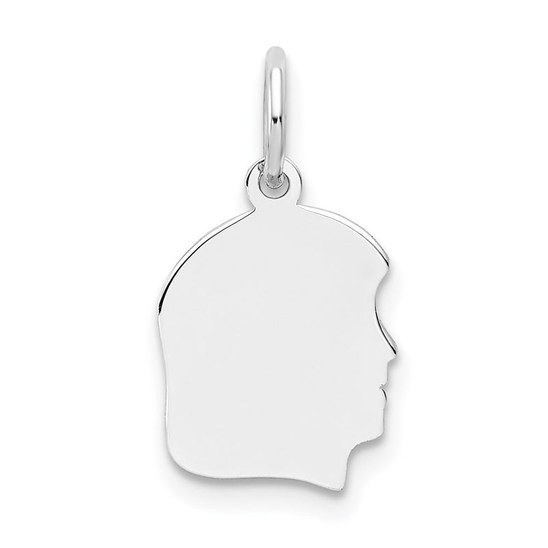 14k White Plain Small.009 Depth Facing Right Engravable Girl Charm