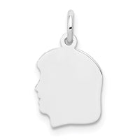 14k White Plain Small.009 Depth Facing Left Engravable Girl Charm