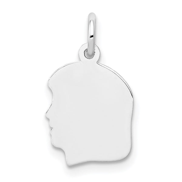 14k White Plain Small.009 Depth Facing Left Engravable Girl Charm
