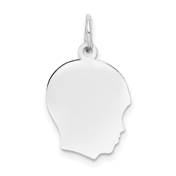 14k White Plain Medium.035 Depth Facing Right Engravable Boy Charm