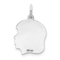 14k White Plain Medium.011 Depth Facing Right Engravable Girl Charm