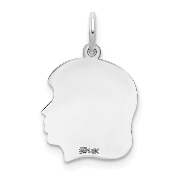 14k White Plain Medium.035 Depth Facing Right Engravable Girl Charm