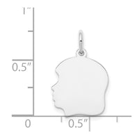 14k White Plain Medium.027 Depth Facing Left Engravable Girl Charm