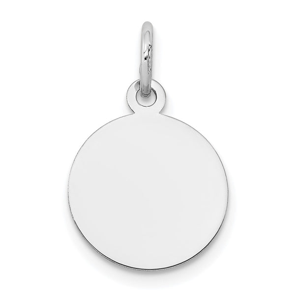 14K White Gold Round Disc Charm