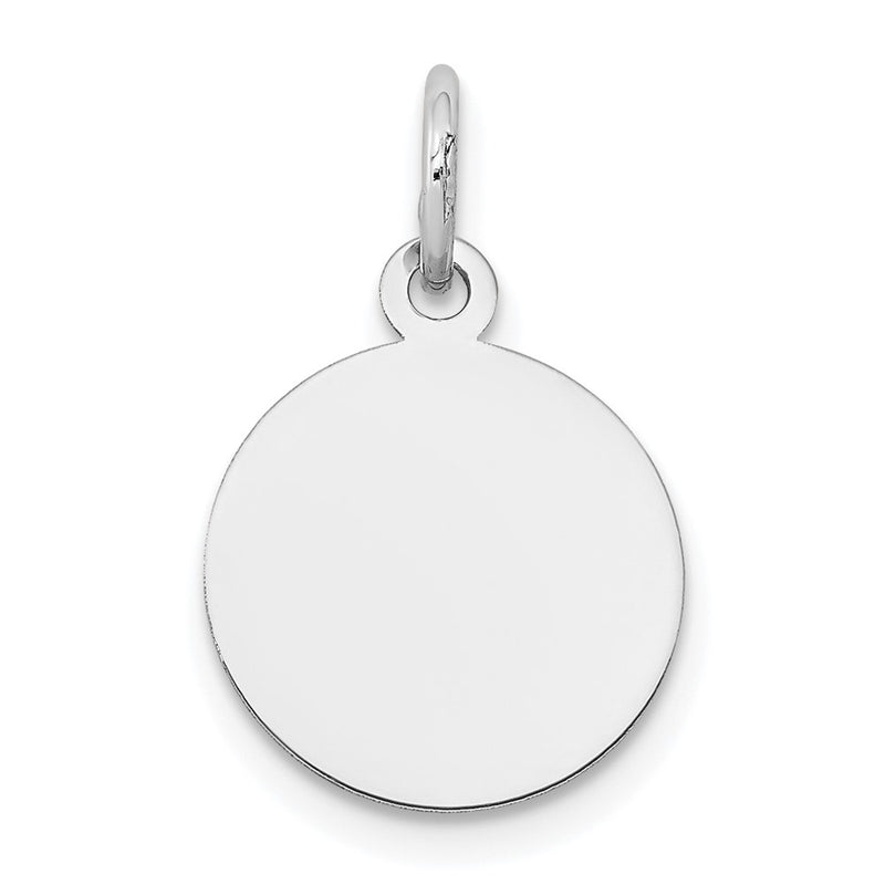 14K White Gold Round Disc Charm