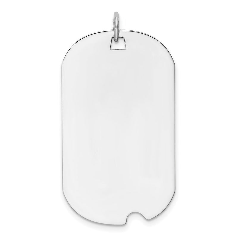14k White Gold Plain .011 Gauge Engravable Dog Tag w/Notch Disc