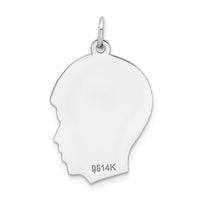 14k White Plain Medium.011 Depth Facing Right Engravable Boy Charm