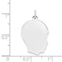 14k White Plain Medium.035 Depth Facing Right Engravable Boy Charm