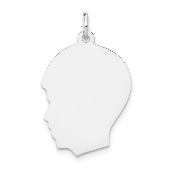 14k White Plain Medium.035 Depth Facing Left Engravable Boy Charm