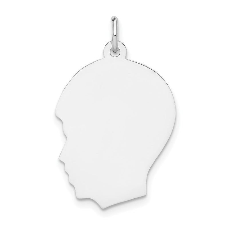 14k White Plain Medium.035 Depth Facing Left Engravable Boy Charm