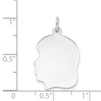 14k White Plain Medium.013 Depth Facing Left Engravable Girl Charm