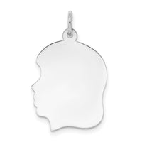14k White Plain Medium.013 Depth Facing Left Engravable Girl Charm