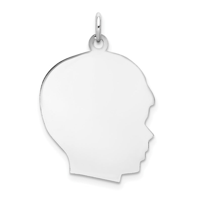 14k White Plain Large.013 Depth Facing Right Engravable Boy Charm