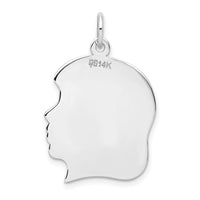 14k White Plain Large.011 Depth Facing Right Engravable Girl Charm