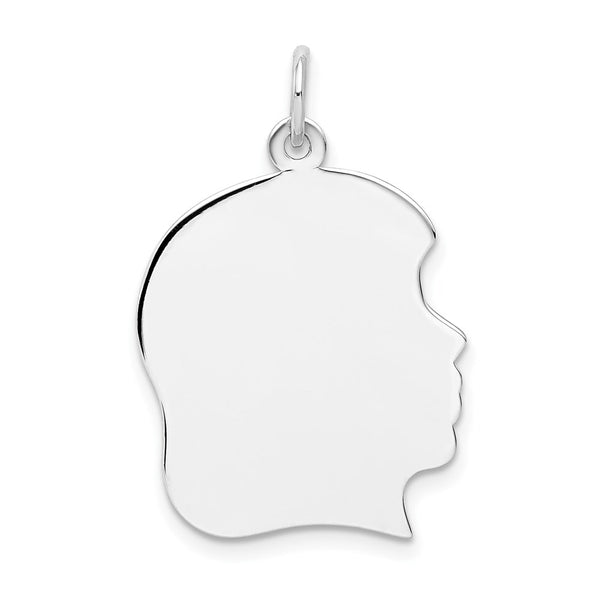 14k White Plain Large.011 Depth Facing Right Engravable Girl Charm