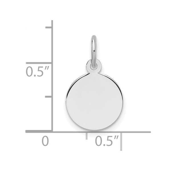 14k White Gold Plain .009 Gauge Round Engravable Disc Charm