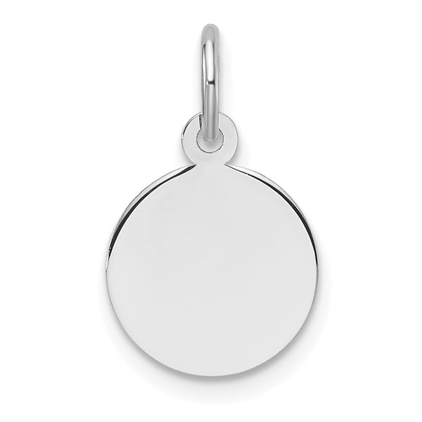 14k White Gold Plain .009 Gauge Round Engravable Disc Charm