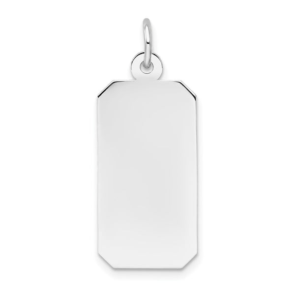 14k White Gold Plain .013 Gauge Rectangular Engravable Charm