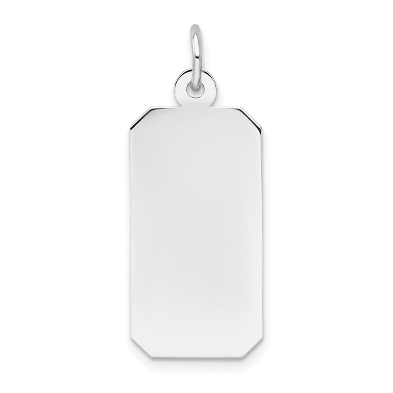 14k White Gold Plain .013 Gauge Rectangular Engravable Charm