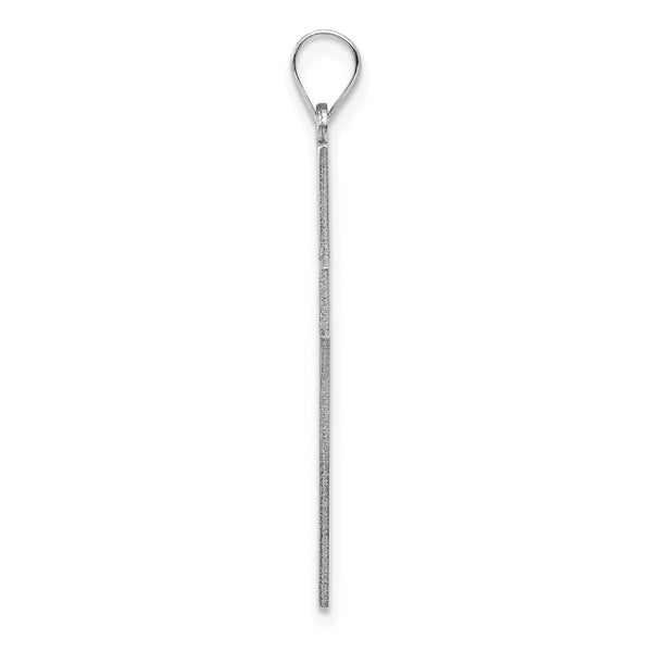14k White Gold Solid Laser Etched Cross Pendant