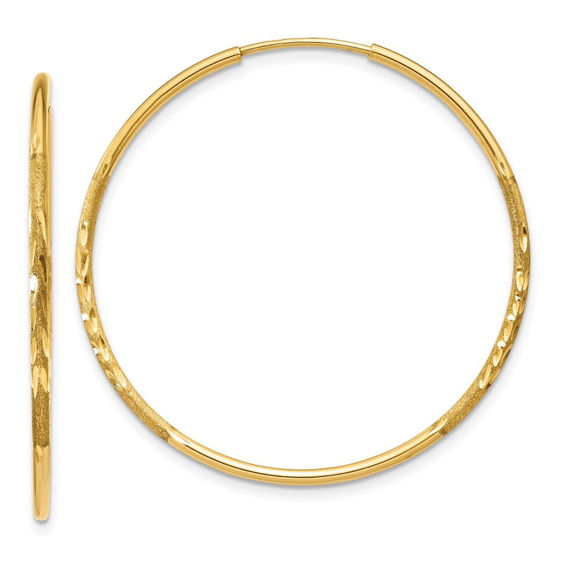 14k 1.20mm Diamond-cut Endless Hoop Earring