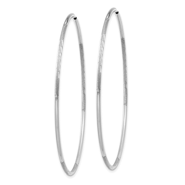 14K White Gold 1.20mm Diamond-cut Endless Hoop Earring
