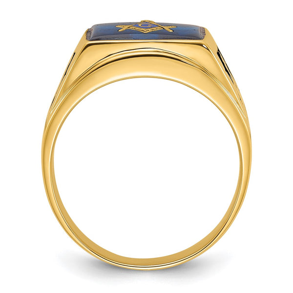 14k Men's Polished and Textured Masonic Ring Mounting