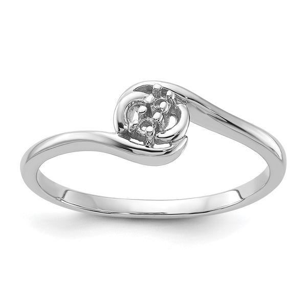 14k White Gold Polished Diamond Ring Mounting
