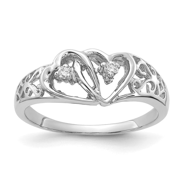 14k White Gold VS Diamond heart ring