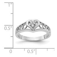 14k White Gold A Diamond heart ring