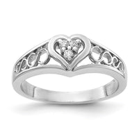 14k White Gold A Diamond heart ring