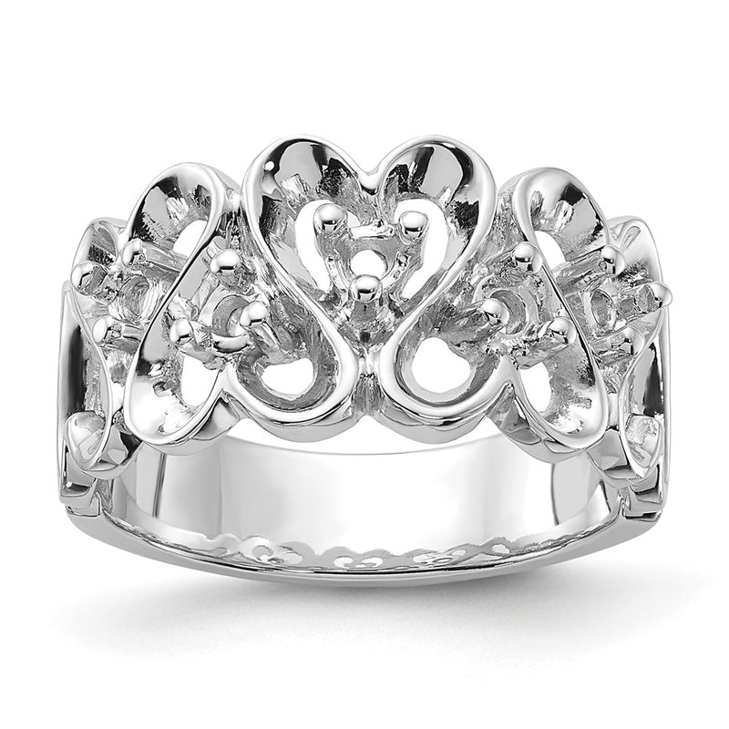 14k White Gold Polished .30ct. Diamond Heart Ring Mounting