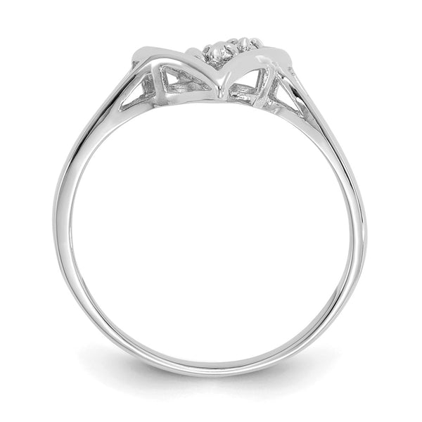 14k White Gold A Diamond heart ring