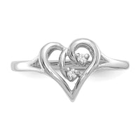 14k White Gold A Diamond heart ring