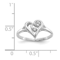 14k White Gold A Diamond heart ring
