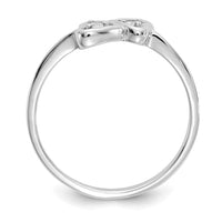 14k White Gold Polished AA Diamond Heart Ring