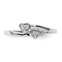 14k White Gold Polished AA Diamond heart ring