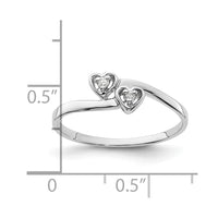 14k White Gold Polished AA Diamond heart ring