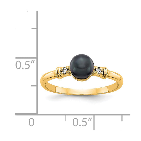 14k 5mm Black FW Cultured Pearl AAA Diamond ring