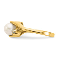 14k 6mm FW Cultured Pearl AAA Diamond ring