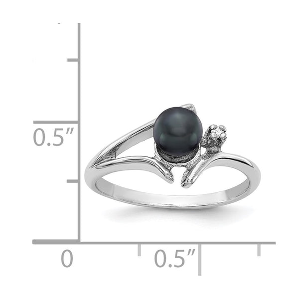 14k White Gold 5mm Black FW Cultured Pearl VS Diamond ring