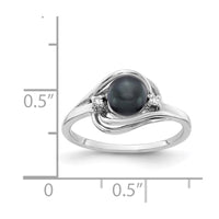 14k White Gold 5.5mm Black FW Cultured Pearl VS Diamond ring