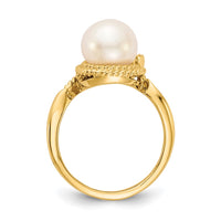 14k 8.5mm FW Cultured Pearl VS Diamond ring