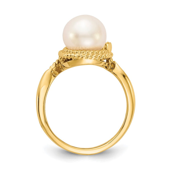 14k 8.5mm FW Cultured Pearl VS Diamond ring