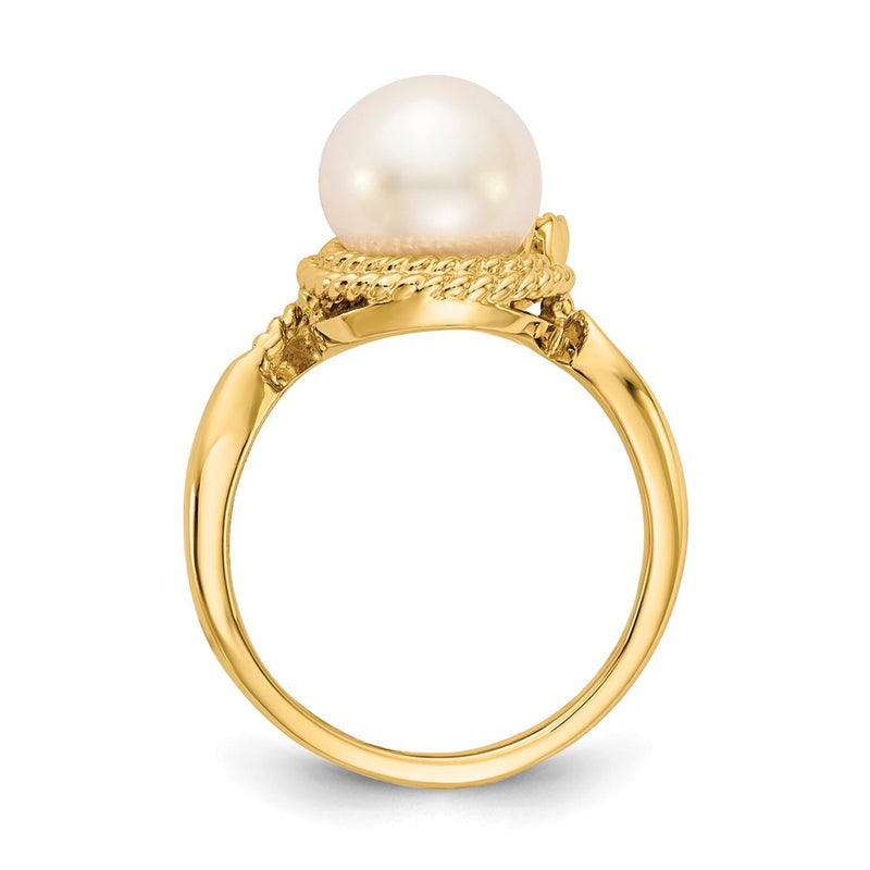 14k 8.5mm FW Cultured Pearl VS Diamond ring